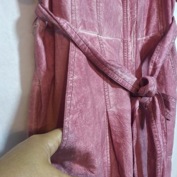 Free People Mauve Acid Wash Wide Leg Short Sleeve Jumpsuit Casual Size 2 - Picture 8 of 10